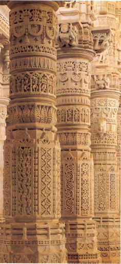 Beautifully carved columns in India.