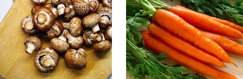 mushrooms and carrots